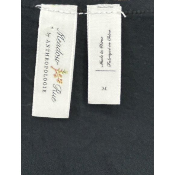 Meadow Rue Womens Josalyn Tie Front Blouse Size Medium Black Tan Long Sleeve Top - Picture 5 of 8